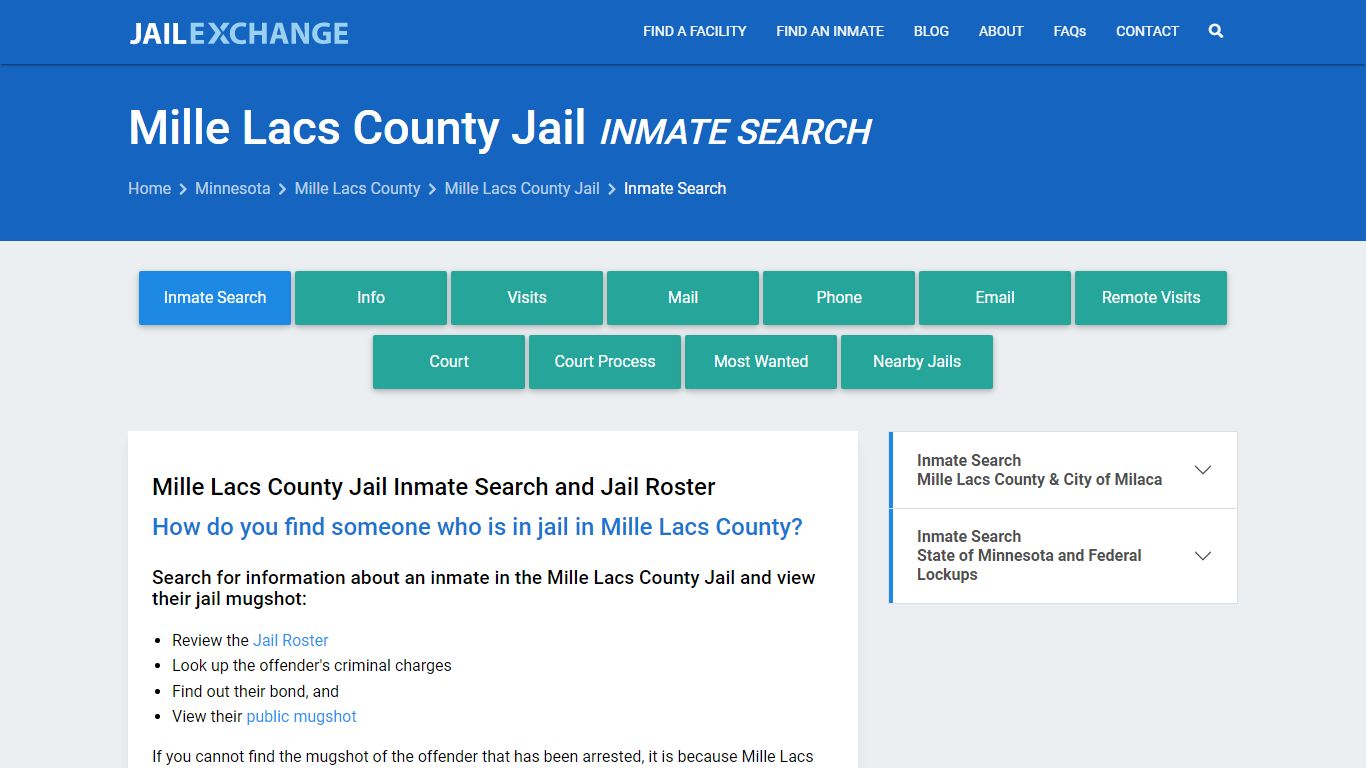 Inmate Search: Roster & Mugshots - Mille Lacs County Jail, MN